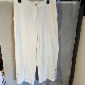 Ruby Rd. Cream Linen-Blend Pants